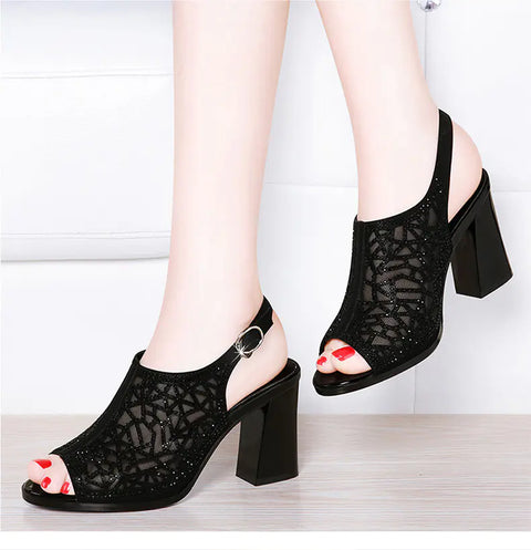 2021 Spring/Summer Fashion Peep-Toe Chunky Heels Sandals