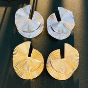 Vintage Irregular Alloy Fan-Shaped Earrings for Women