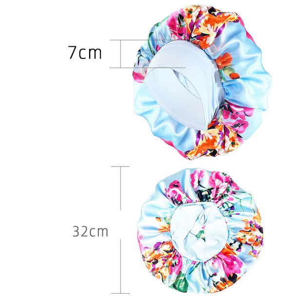 Wide-Brim Satin Sleep Cap - Soft Hair Care Hat