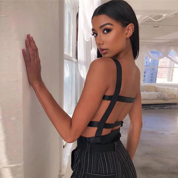 2021 Summer Women's Sexy Backless Jumpsuit with Mesh