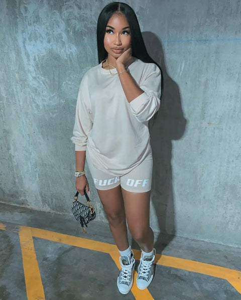 Women's Letter Print Casual Two-Piece Set