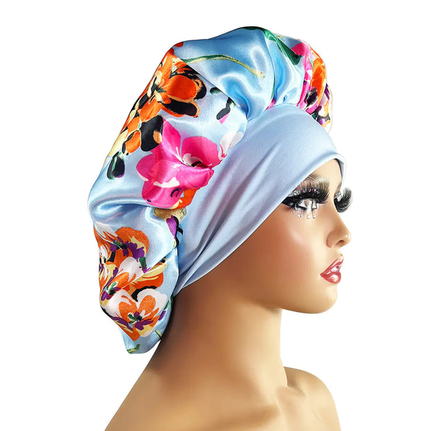 Wide-Brim Satin Sleep Cap - Soft Hair Care Hat