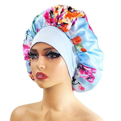 Wide-Brim Satin Sleep Cap - Soft Hair Care Hat