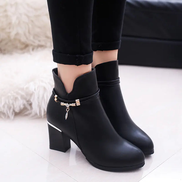 Chunky Heel Women's Round Toe Martin Boots